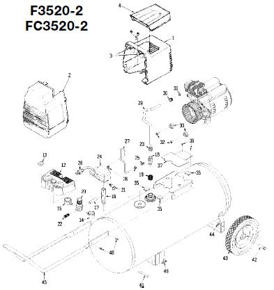 Devilbiss F3520-2 Air Compressor Breakdown, Parts & Kits